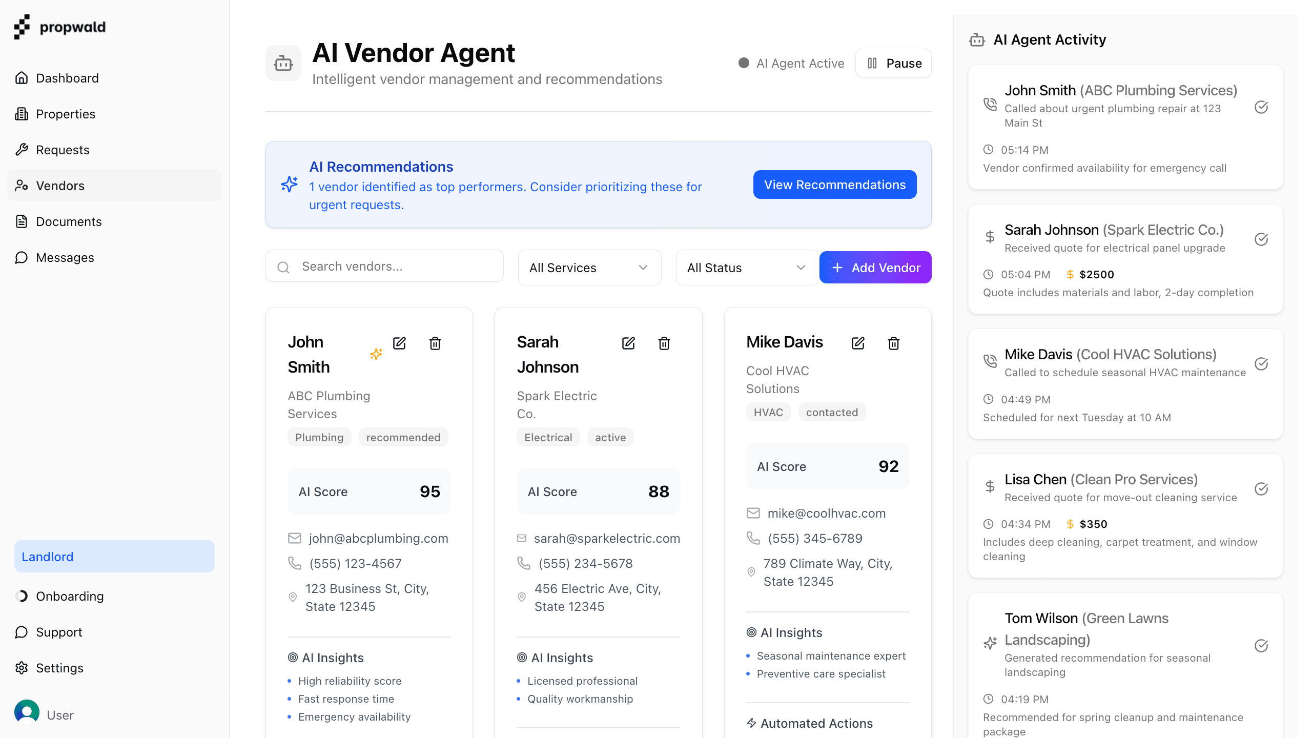 AI agent assistant researching vendors and generating quotes